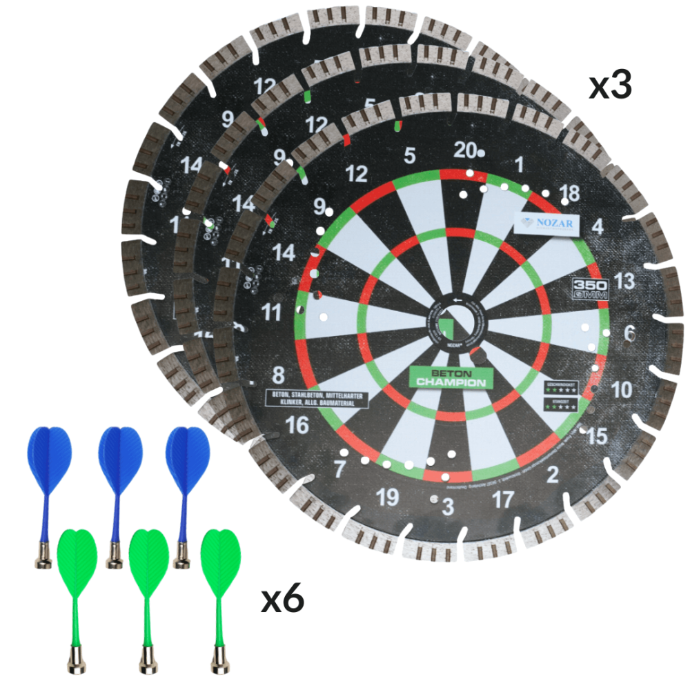 Zestaw Dart - x3 Tarcza diamentowa do kostki brukowej Nozar Beton Champion + x6 dart