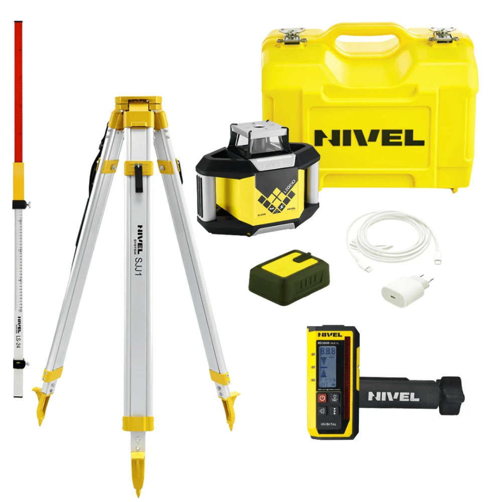 KIT Nivel System NL300R DIGITAL Laser Level (red) + SJJ1 Tripod + LS-24 Staff