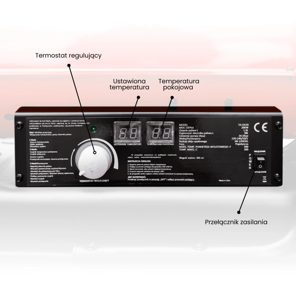 Nagrzewnica olejowa z odprowadzeniem spalin Toolsa TA-DV20 | NORWIT.PL