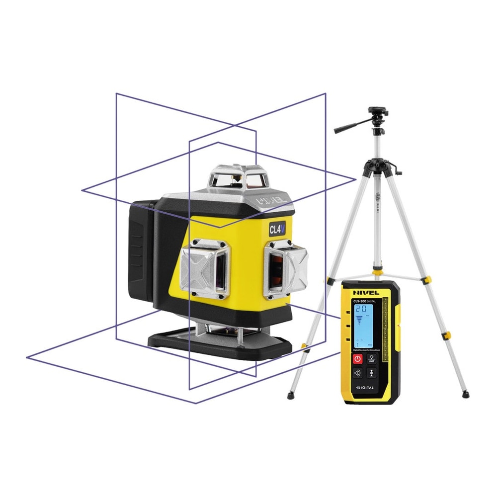ZESTAW Laser krzyżowy Nivel System CL4V LCD fioletowy + statyw SJJ-M1 EX + czujnik CLS-300 DIGITAL — zdjęcie 1 z 6