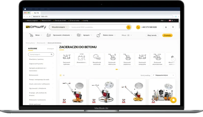 The norwit.pl online store on a laptop