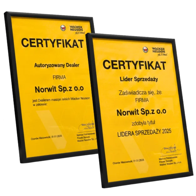 Wacker Neuson certificates — Authorised Dealer and Sales Leader