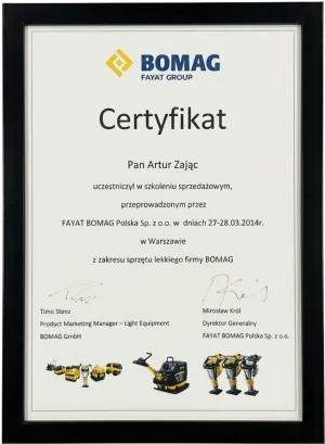 Bomag certificate