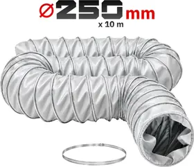 Przewód elastyczny do nagrzewnic Toolsa ⌀250 mm × 10 m z opaską zaciskową (TA-DV20 | TA-DV30)