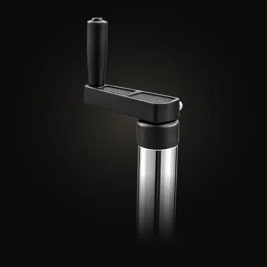 Black blade pitch adjustment crank on a chrome post