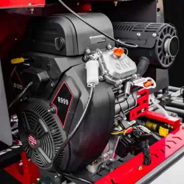 Twin-cylinder Rato R999 engine with the R999 mark on the fan cover and a red frame