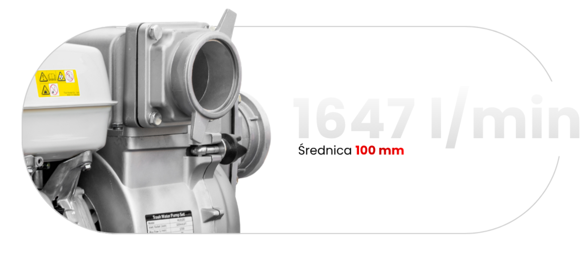 1647 l/min, średnica 100 mm — korpus pompy do wody brudnej z króćcem ssawnym
