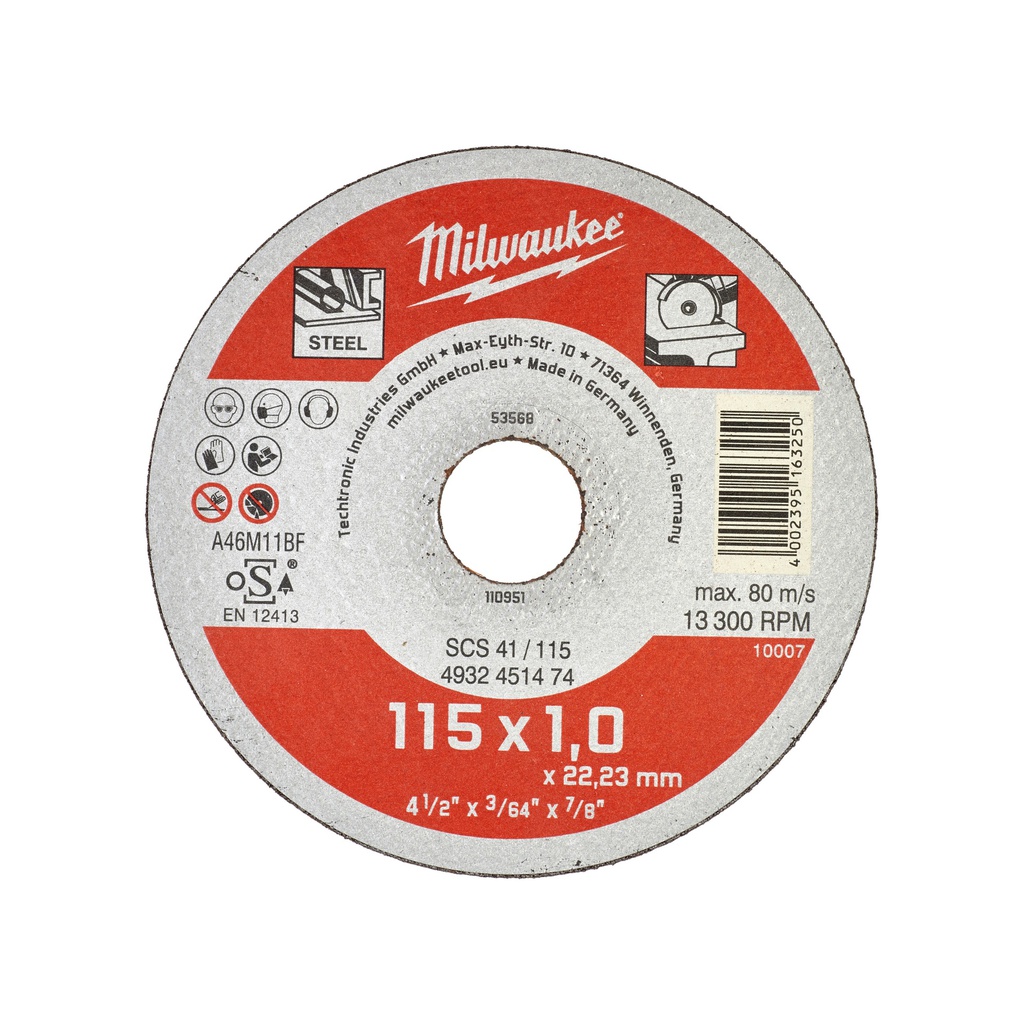 Tarcze do cięcia metalu serii Contractor  Milwaukee | SCS 41 / 115 x 1 x 22 mm Contractor series - 50 pcs