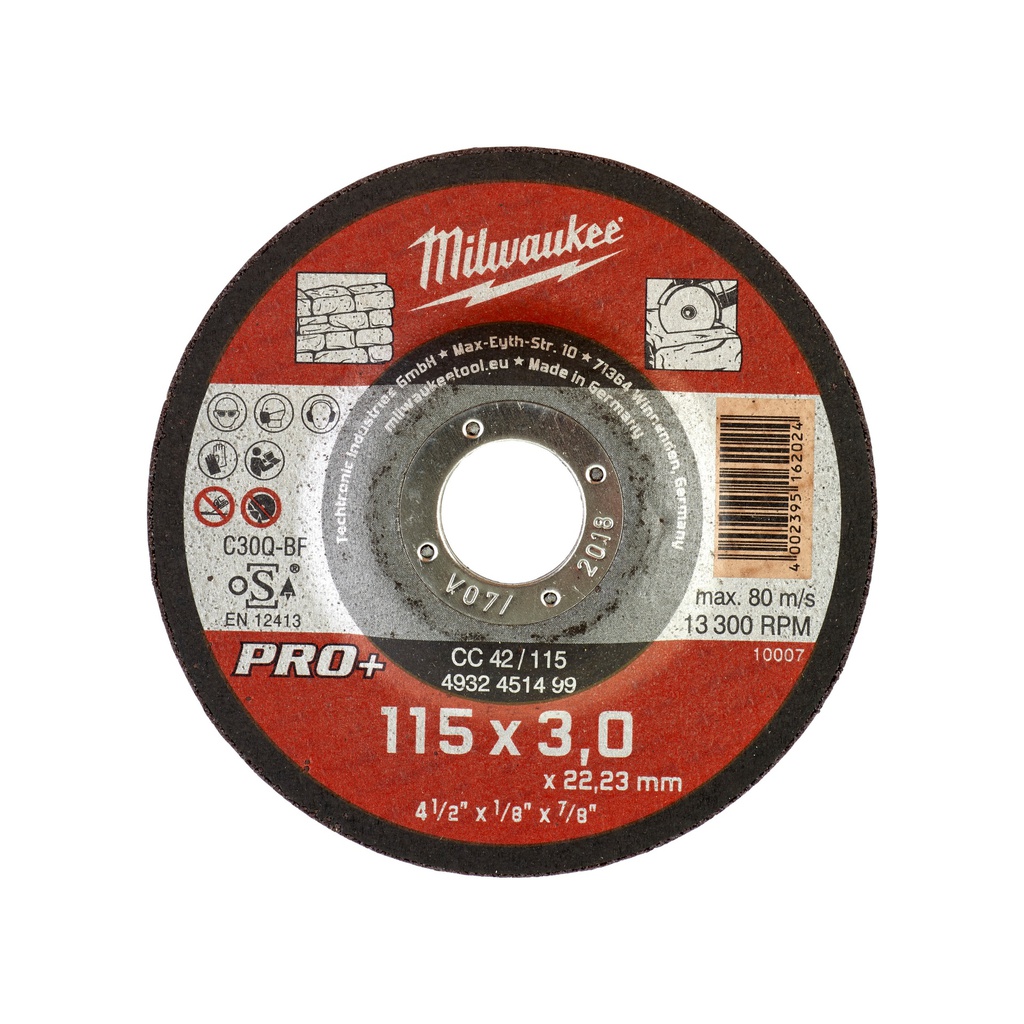 Tarcze do cięcia kamienia  PRO+ Milwaukee | Stone Cutting Disc Pro+ CC42 115x3mm-1pc
