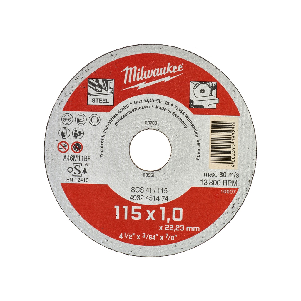 Tarcze do cięcia metalu serii Contractor  Milwaukee | SCS 41 / 115 x 1 x 22 mm Contractor series - 200 pcs