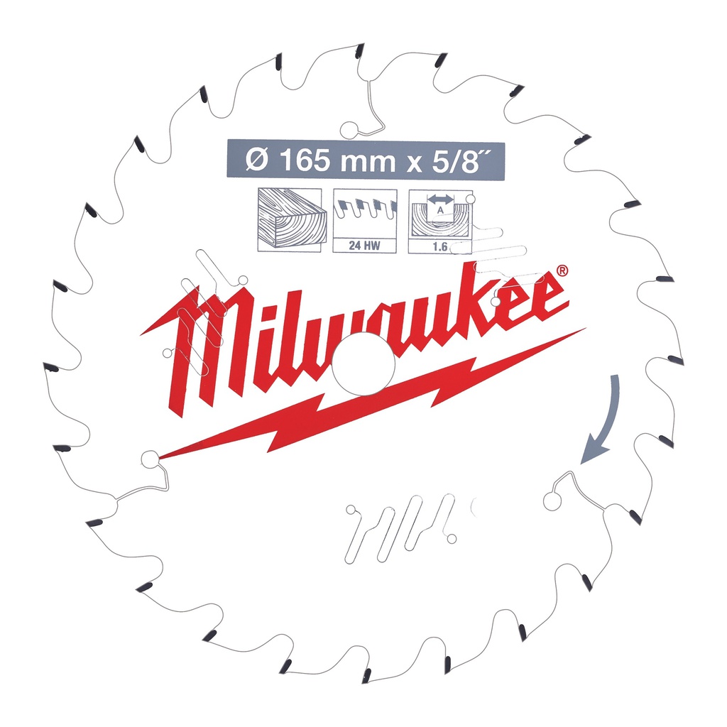 Tarcze pilarskie do ręcznych pił tarczowych Milwaukee | CSB P W 165 x 15.87 x 1.6 x 24ATB