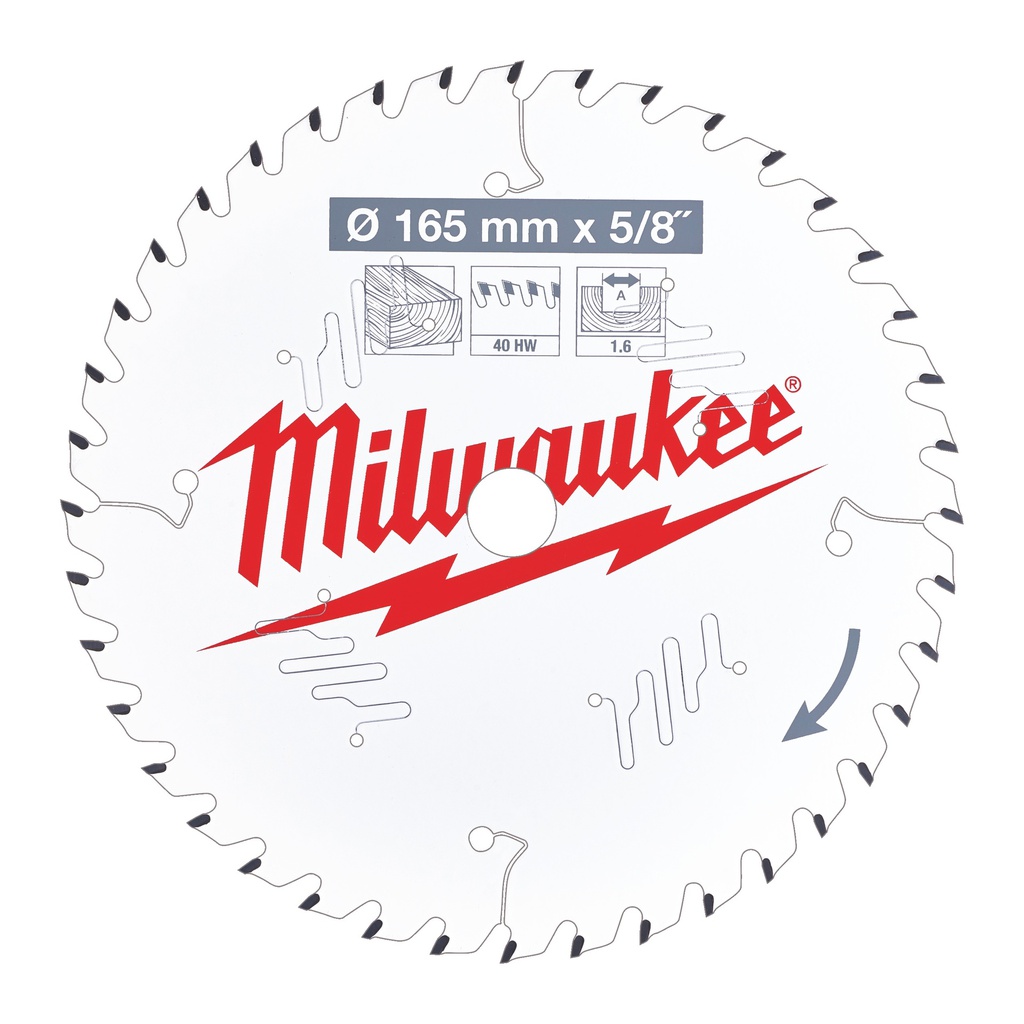 Tarcze pilarskie do ręcznych pił tarczowych Milwaukee | CSB P W 165 x 15.87 x 1.6 x 40ATB