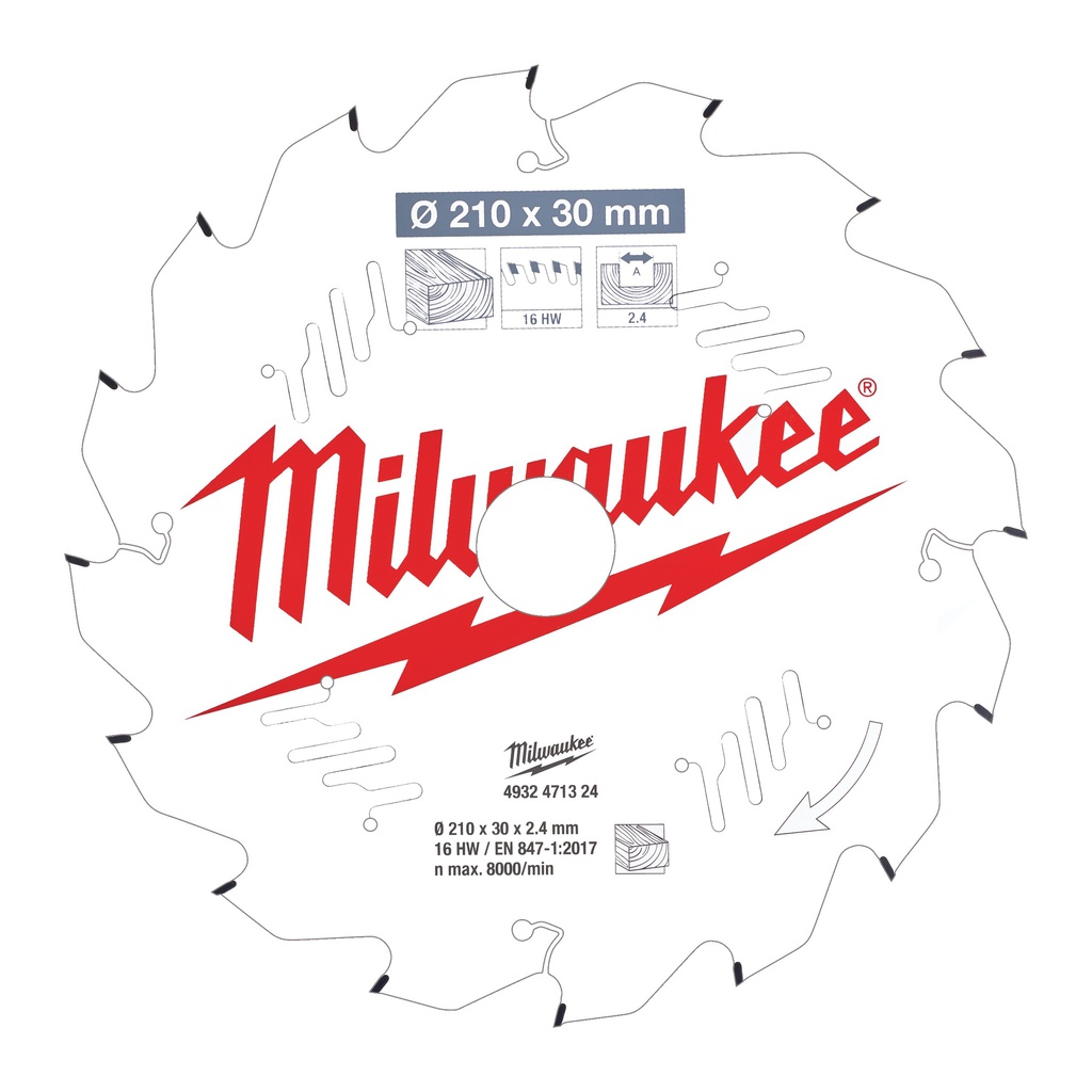 Tarcze pilarskie do ręcznych pił tarczowych Milwaukee | CSB P W 210 x 30 x 2.4 x 16ATB