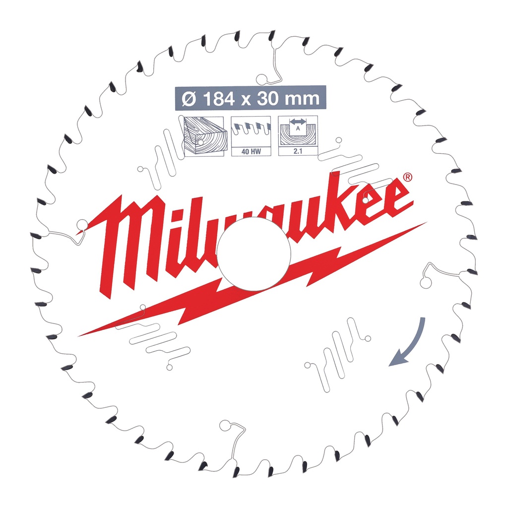 Tarcze pilarskie do ręcznych pił tarczowych Milwaukee | CSB P W 184 x 30 x 2,1 x 40ATB
