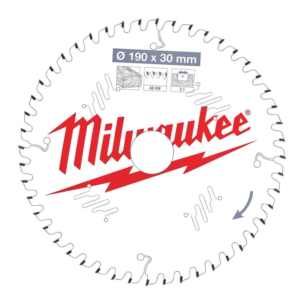 Tarcze pilarskie do ręcznych pił tarczowych Milwaukee | CSB P W 190 x 30 x 2,1 x 48ATB