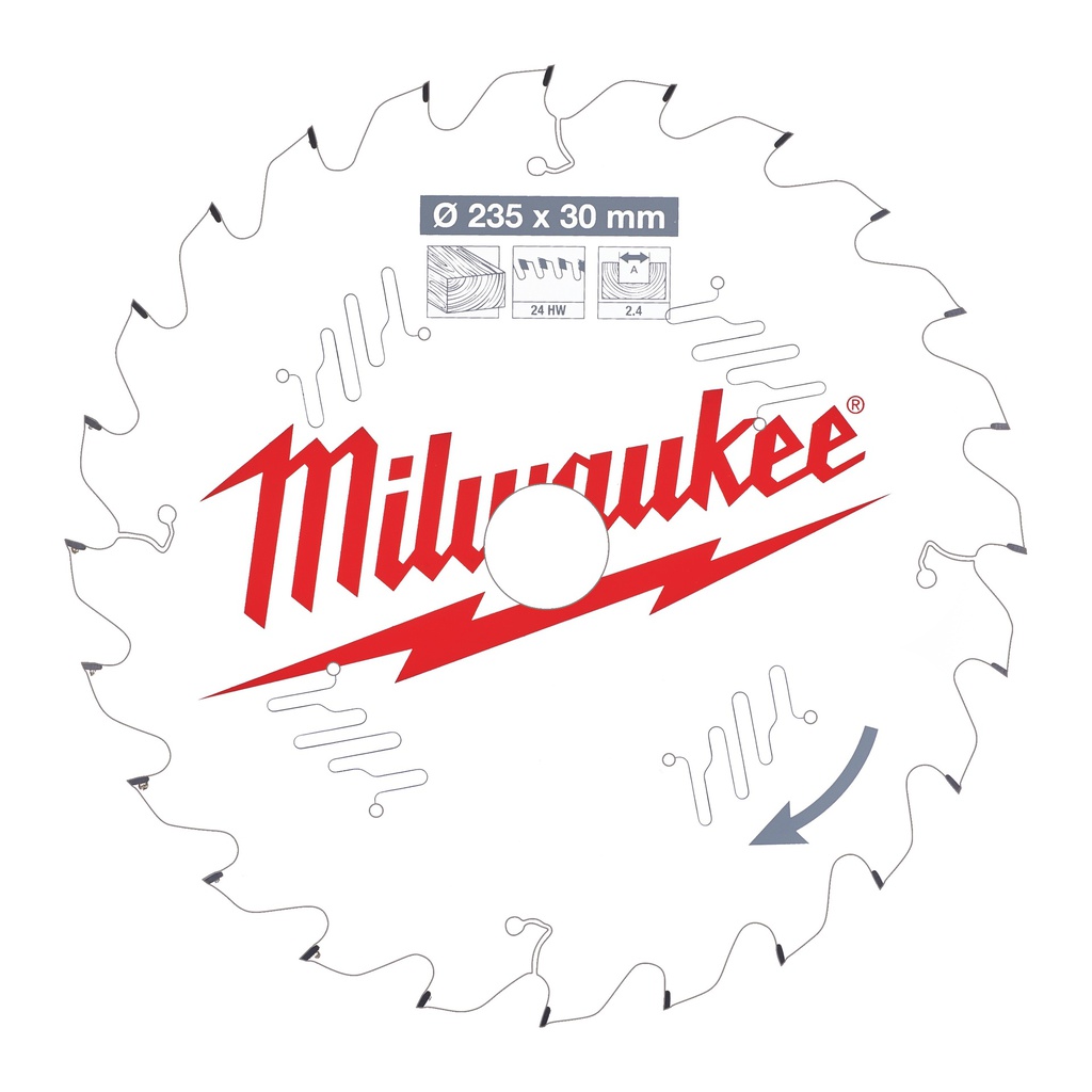 Tarcze pilarskie do ręcznych pił tarczowych Milwaukee | CSB P W 235 x 30 x 2,4 x 24ATB