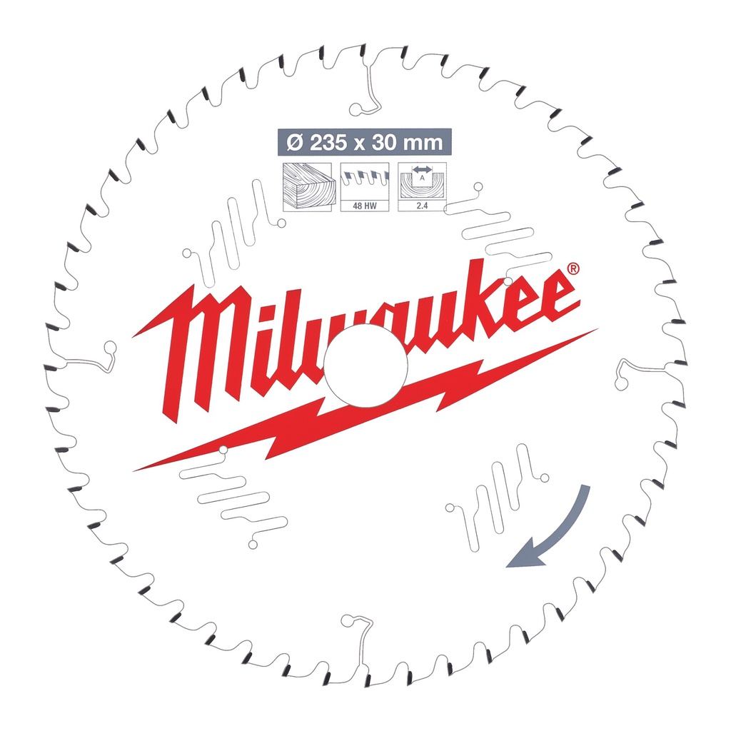Tarcze pilarskie do ręcznych pił tarczowych Milwaukee | CSB P W 235 x 30 x 2,4 x 48ATB