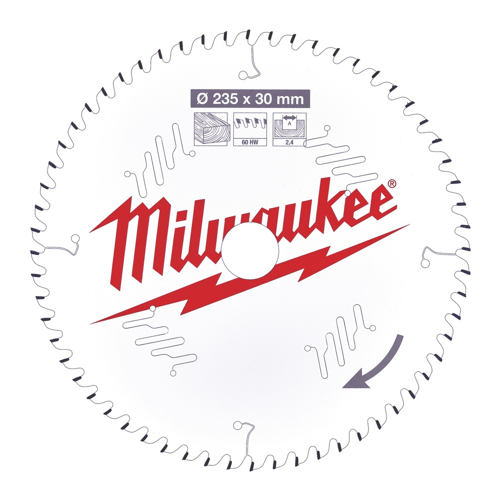 Tarcze pilarskie do ręcznych pił tarczowych Milwaukee | CSB P W 235 x 30 x 2,4 x 60ATB