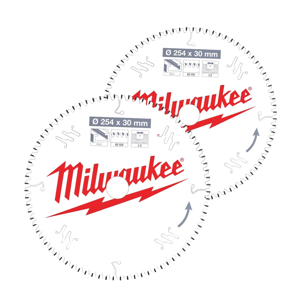 Tarcze pilarskie do pił ukosowych Milwaukee | CSB Twin Pack 254 x 60T/80T - 2pc