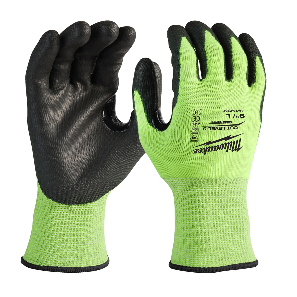 Rękawice odporne na przecięcia o podwyższonej widzialności - poziom C Milwaukee | Hi-Vis Cut C Gloves - 9/L - 1pc