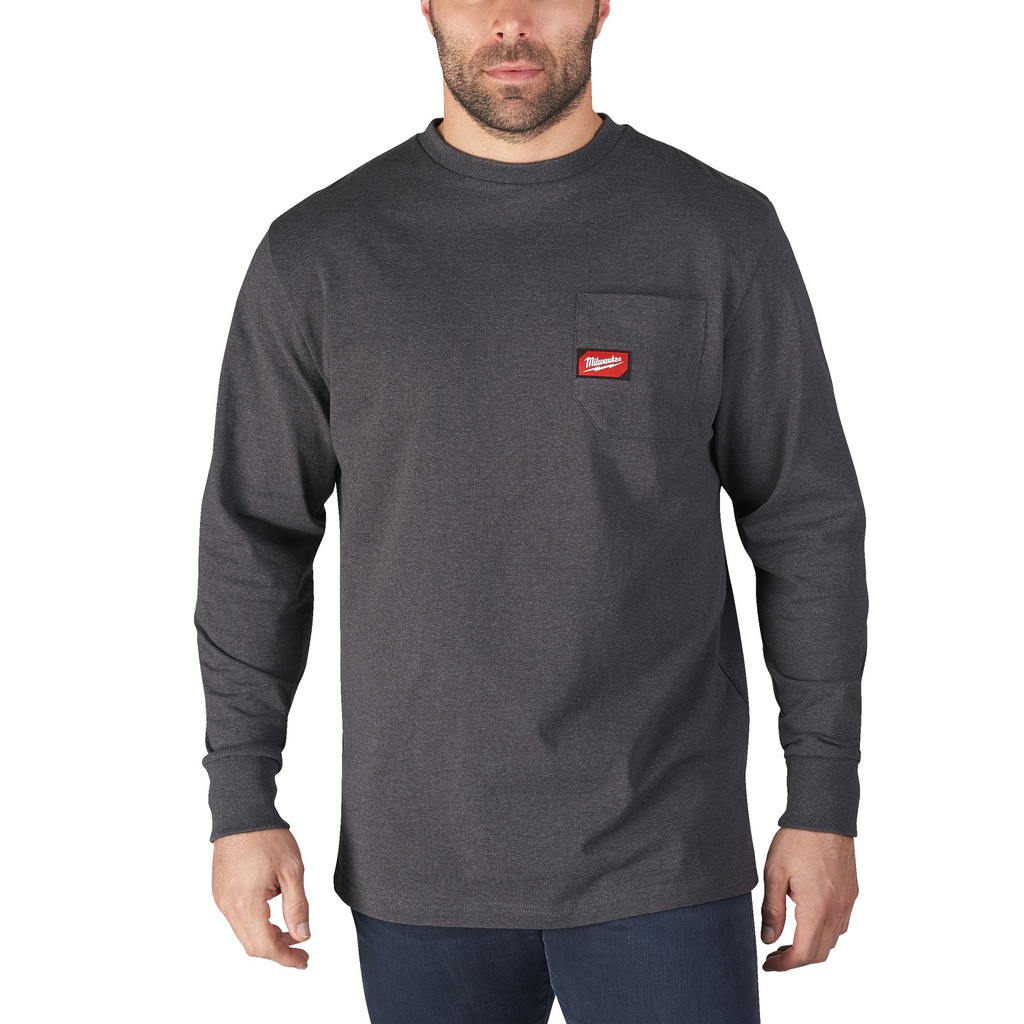 T-shirt roboczy z długim rękawem i kieszonką na klatce piersiowej - Szary Milwaukee | WTLSG (XL)