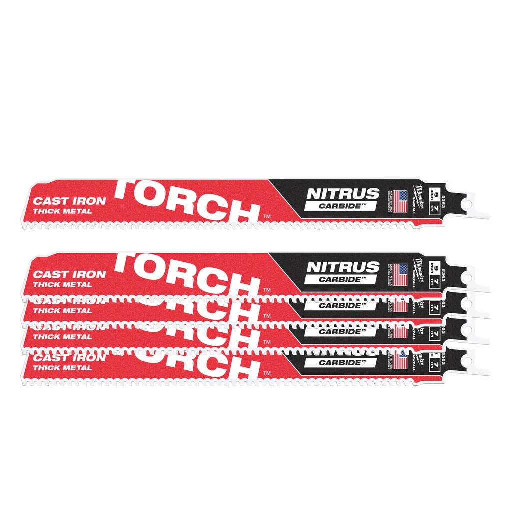 Metal: Brzeszczoty TORCH™ NITRUS CARBIDE ™ z węglikiem Milwaukee | TCT TORCH NITRUS 230 x 8 - 5pc