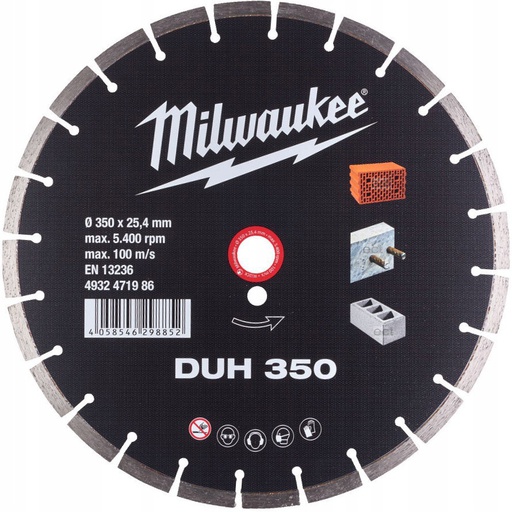 [4932471986] Tarcza diamentowa DUH 350mm Milwaukee do cięcia twardego betonu zbrojonego
