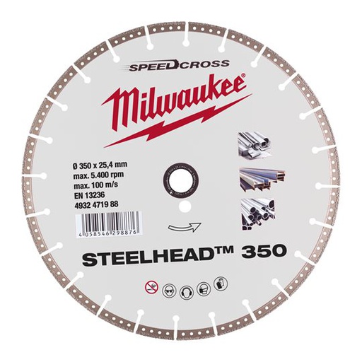 [4932471988] Tarcza diamentowa STEELHEAD 350mm Milwaukee do cięcia stali, stali nierdzewnej i zbrojonego betonu