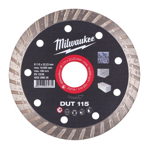 [4932399526] Tarcze diamentowe DUT Milwaukee | DUT 115 mm - 1 pc
