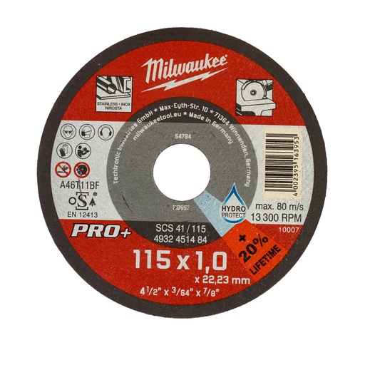 [4932451484] Tarcze cienkie do cięcia metalu PRO+ Milwaukee | SCS 41 / 115 x 1 x 22 mm - 50 pcs