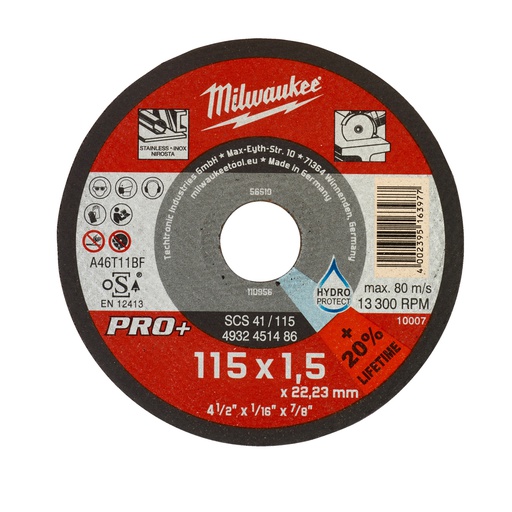 [4932451486] Tarcze cienkie do cięcia metalu PRO+ Milwaukee | SCS 41 / 115 x 1.5 x 22 mm - 50 pc