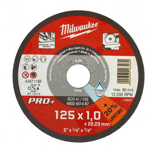 [4932451487] Tarcze cienkie do cięcia metalu PRO+ Milwaukee | SCS 41 / 125 x 1 x 22 mm - 50 pcs