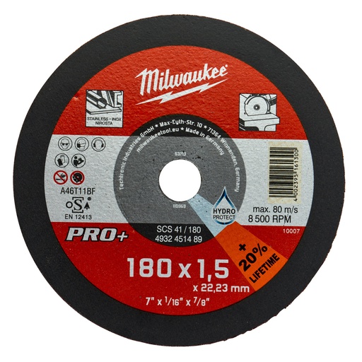 [4932451489] Tarcze cienkie do cięcia metalu PRO+ Milwaukee | SCS 41 / 180 x 1.5 x 22 mm - 25 pcs