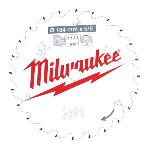 [4932471378] Tarcze pilarskie do ręcznych pił tarczowych Milwaukee | CSB P W 184 x 5/8 x 1,6 x 24ATB