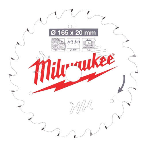 [4932471931] Tarcze pilarskie do ręcznych pił tarczowych Milwaukee | CSB P W 165 x 20 x 1.6 x 24ATB