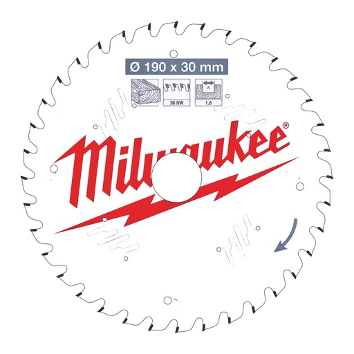 [4932471301] Tarcze pilarskie do ręcznych pił tarczowych Milwaukee | CSB P W 190 x 30 x 1,6 x 36ATB