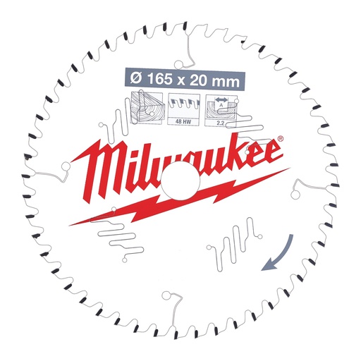 [4932471295] Tarcze pilarskie do ręcznych pił tarczowych Milwaukee | CSB P W 165 x 20 x 2,2 x 48ATB