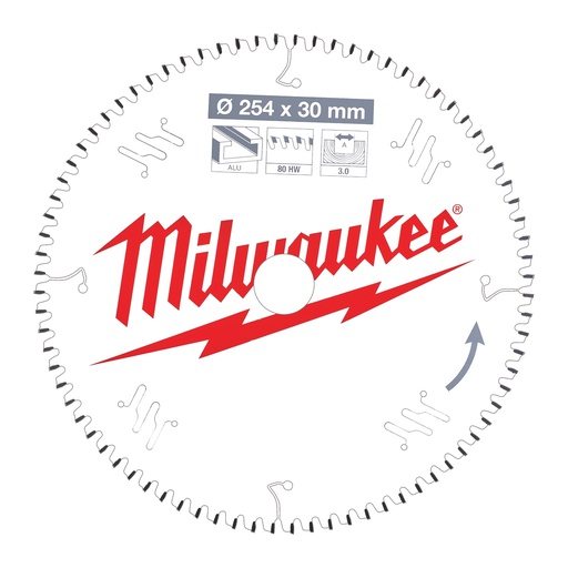 [4932471318] Tarcze pilarskie do pił ukosowych Milwaukee | CSB MS Alu254 x 30 x 3,0 x 80TF neg.
