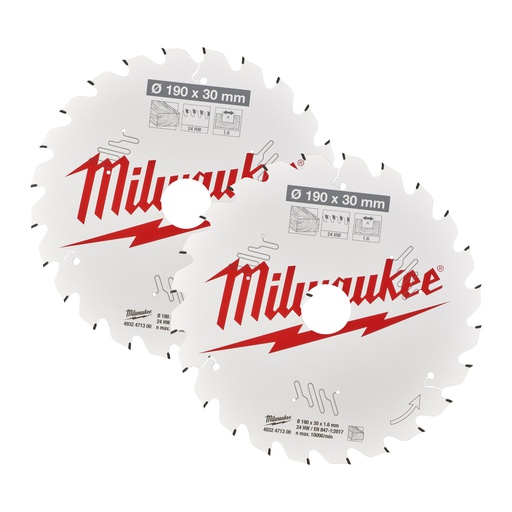 [4932479804] Tarcze pilarskie do ręcznych pił tarczowych Milwaukee | CSB Twin Pack 190 x 24T/24T - 2pc