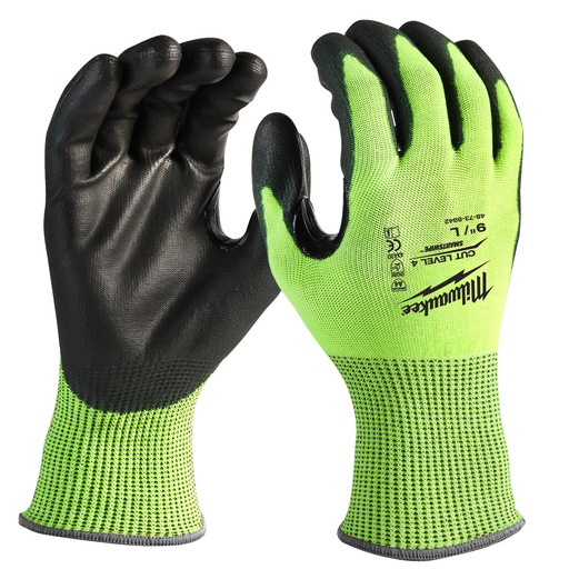[4932479926] Rękawice odporne na przecięcia o podwyższonej widzialności - poziom D Milwaukee | Hi-Vis Cut D Gloves - 7/S - 1pc