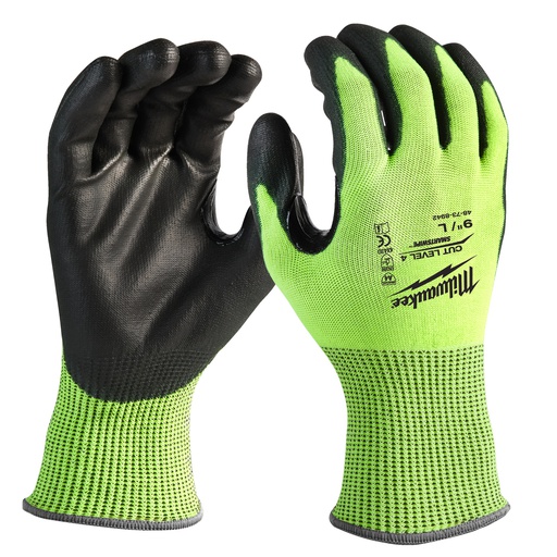 [4932479927] Rękawice odporne na przecięcia o podwyższonej widzialności - poziom D Milwaukee | Hi-Vis Cut D Gloves - 8/M - 1pc
