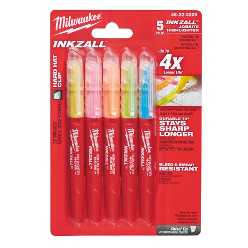 [48223206] Zakreślacze INKZALL™  Milwaukee | INKZALL Highlighters Coloured - 5pc